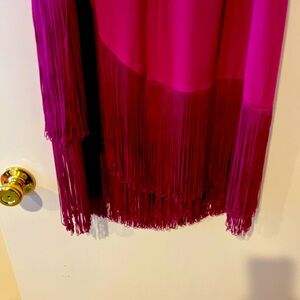 Hot pink fun mini dress with fringe detail
